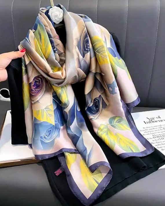 Elegant Amour Printed Silk Scarf - Drape Pakistan
