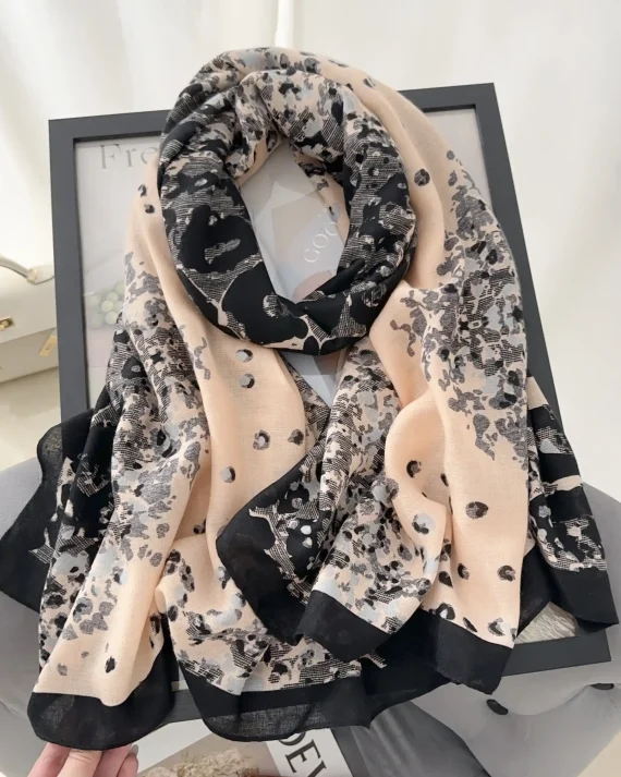 Radiant Arctic Peach Printed Cotton Scarf - Drape Pakistan