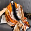 Exquisite ArtyClick Orange Printed Silk Scarf - Drape Pakistan