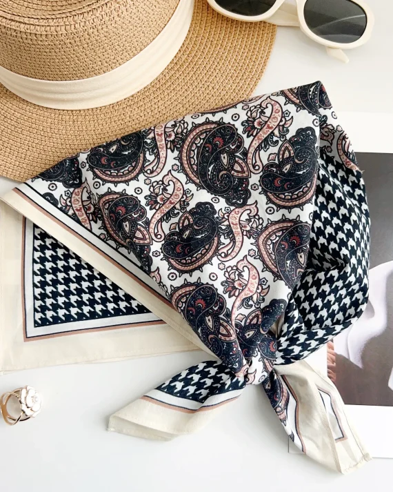 Graceful Baltic Sea Black Pure Cotton Bandana - Drape Pakistan