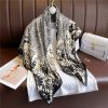 Timeless Beaver Black Printed Silk Scarf - Drape Pakistan