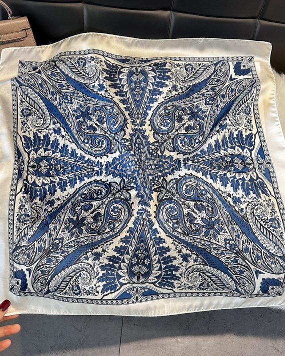 Timeless Bianca Blue Satin Hair Scarf - Drape Pakistan
