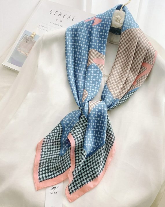 Graceful Bismark Blue Head Scarf - Drape Pakistan