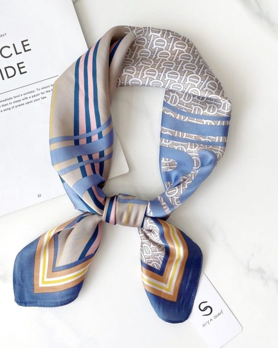 Exclusive Blue Bayoux Satin Hair Scarf - Drape Pakistan