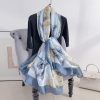 Graceful Bluebeard Printed Silk Scarf - Drape Pakistan