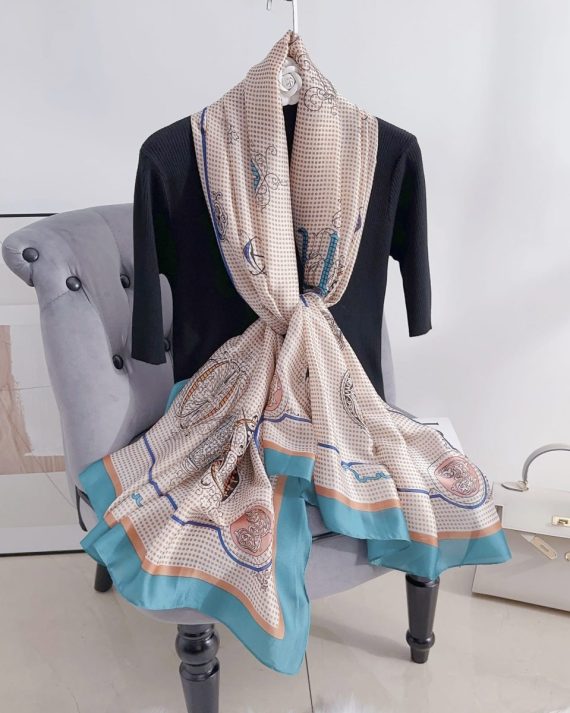 Timeless Brazen Orange Printed Silk Scarf - Drape Pakistan