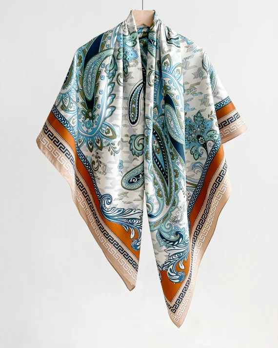 Luxury Brink Turquoise Square Scarf 130x130 - Drape Pakistan