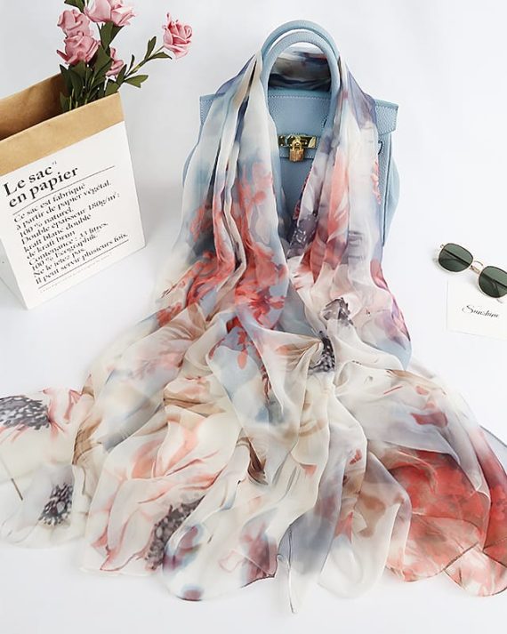 Chic Bronco Dust Printed Chiffon Scarf - Drape Pakistan