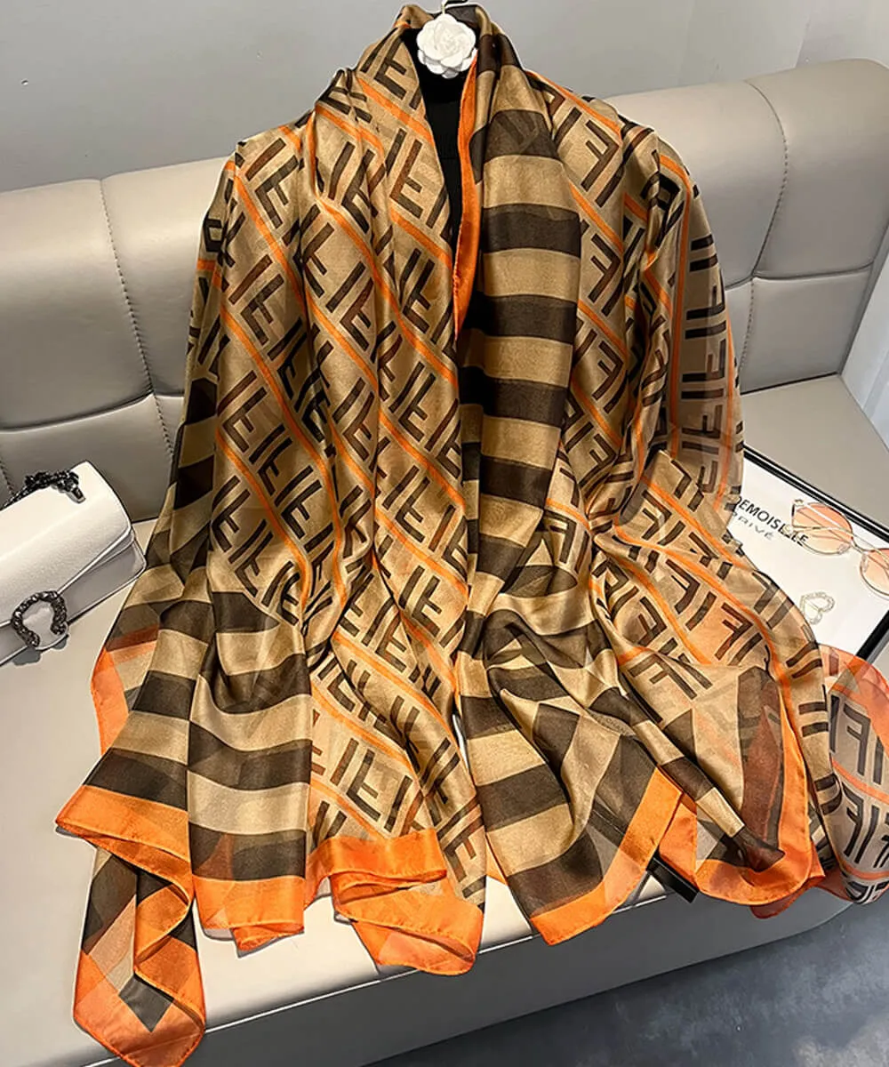 Timeless Brown Apache Printed Chiffon Scarf - Drape Pakistan