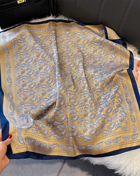 Elegant Brown Brass Satin Hair Scarf - Drape Pakistan