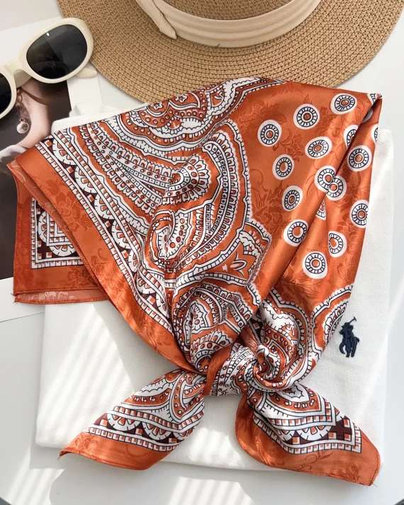 Timeless Burny Brown Satin Hair Scarf - Drape Pakistan