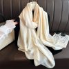 Signature Butter Cream Plain Satin Silk Scarf - Drape Pakistan