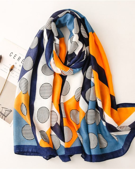 Classic Canoe Blue Printed Cotton Scarf - Drape Pakistan