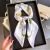 Chic Carousel White Satin Hair Scarf - Drape Pakistan