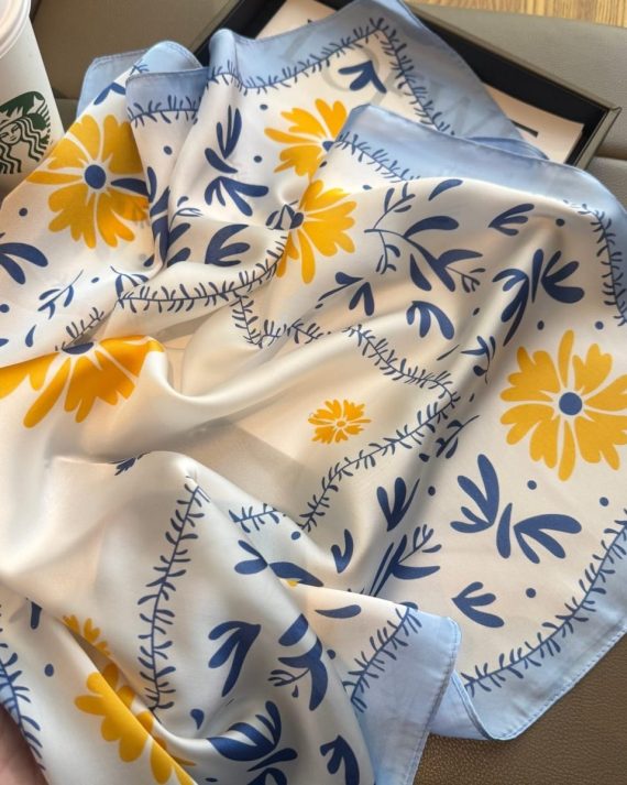 Luxe Casper Blue Satin Hair Scarf - Drape Pakistan