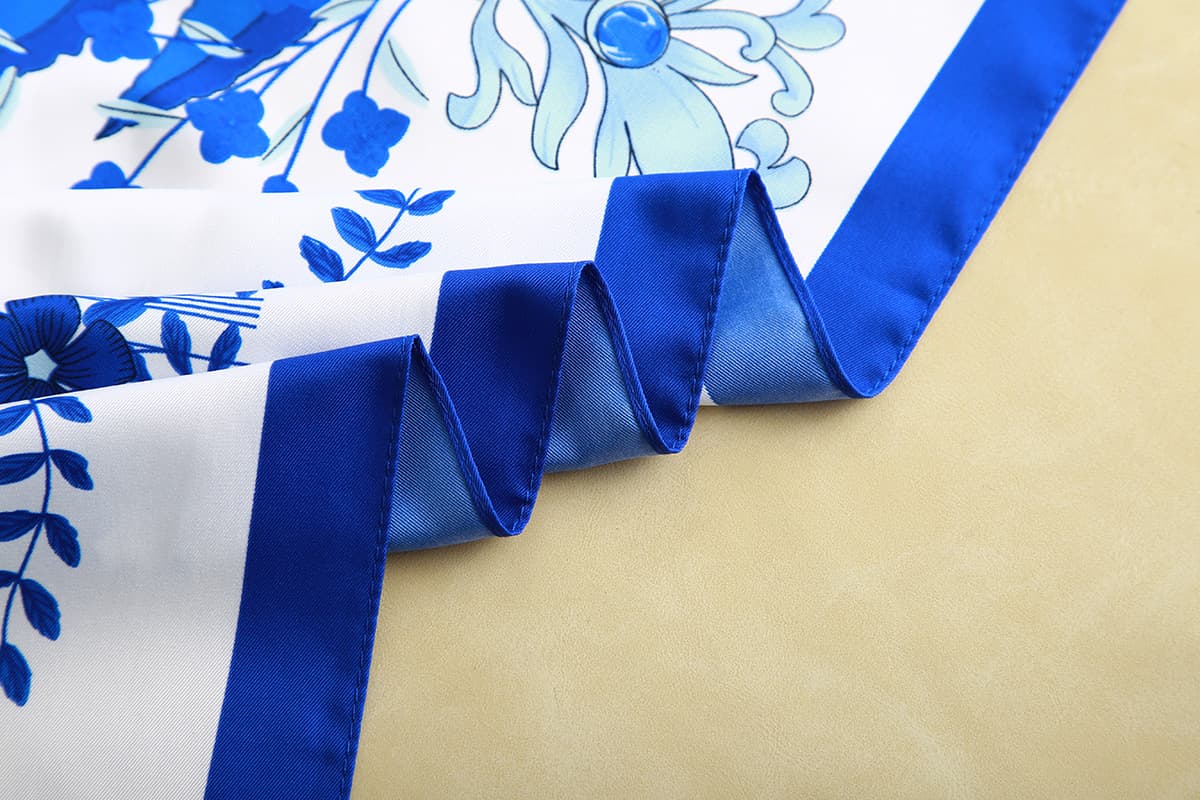 Classic Catalina Blue Head Scarf - styled on model