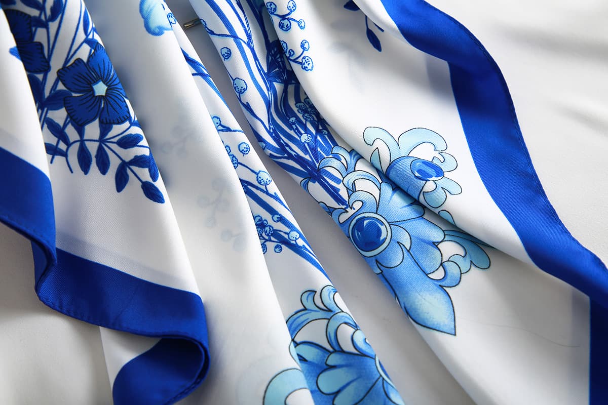 Classic Catalina Blue Head Scarf - fabric close-up