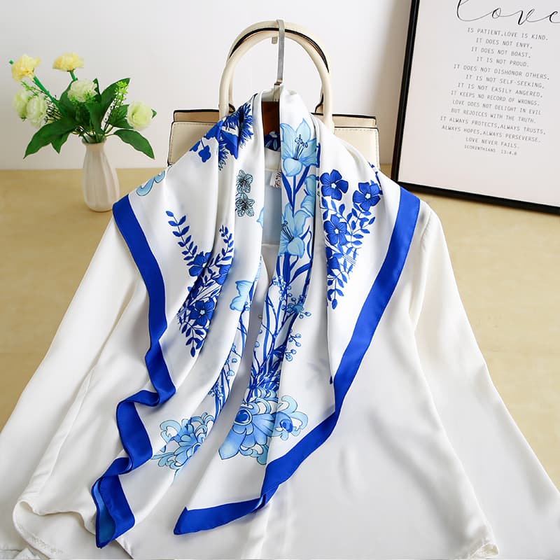 Classic Catalina Blue Head Scarf - Drape Pakistan