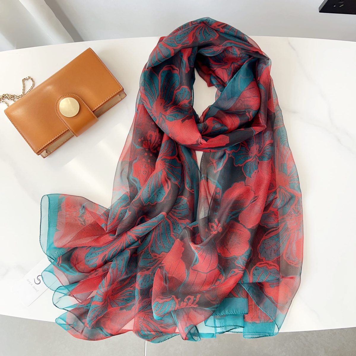 Exclusive Cherrywood Printed Chiffon Scarf - Drape Pakistan