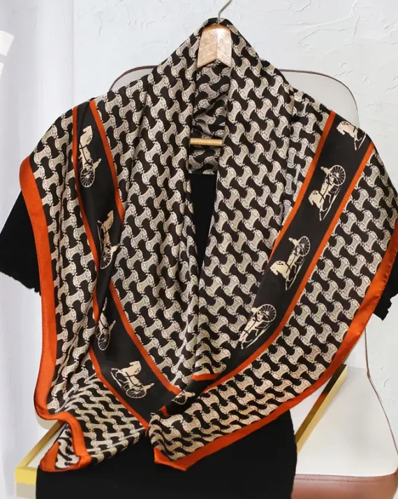 Premium Cinder Printed Silk Scarf - Drape Pakistan