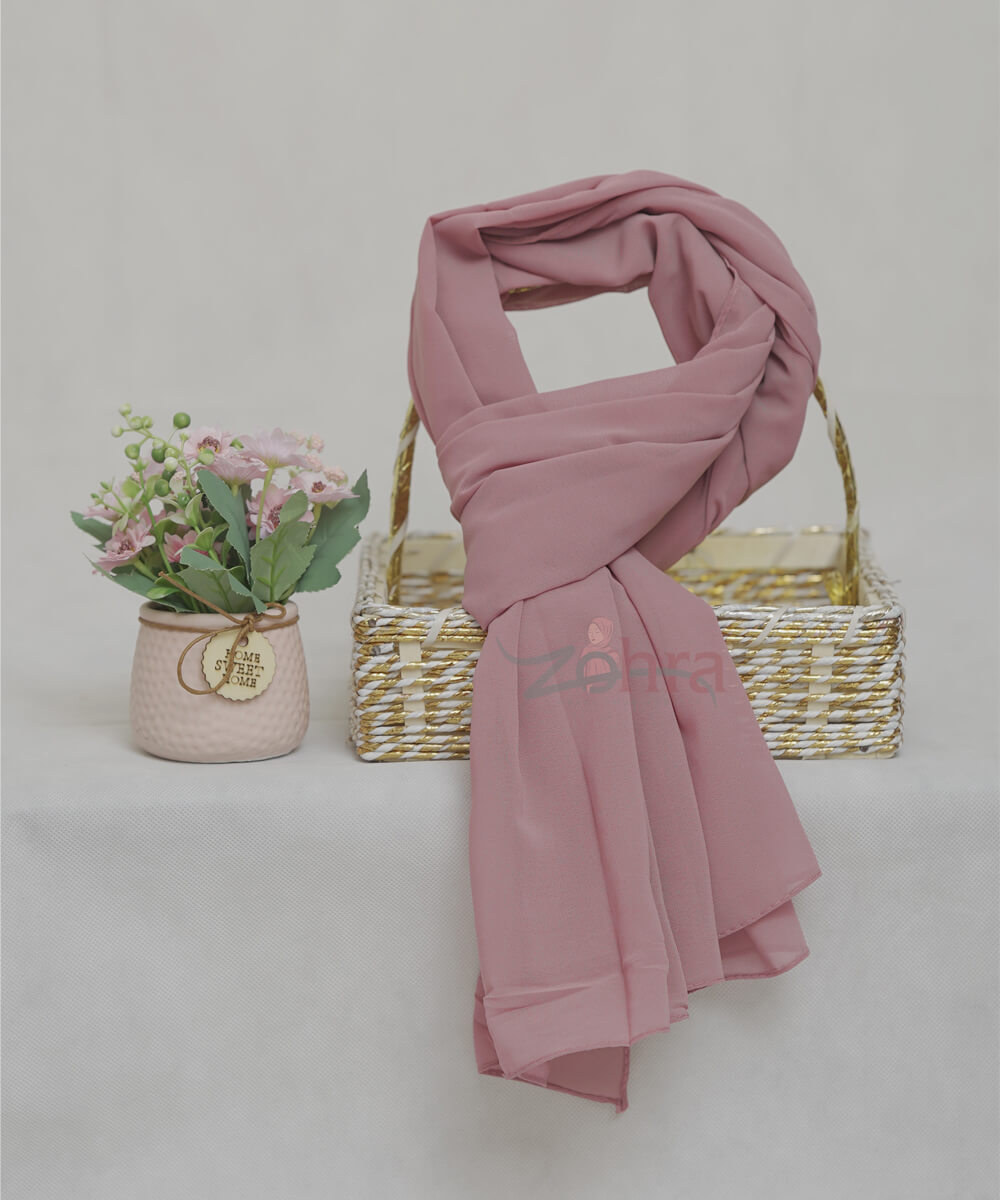 Exclusive Georgette Chiffon Cinereous Pink Hijab - Drape Pakistan