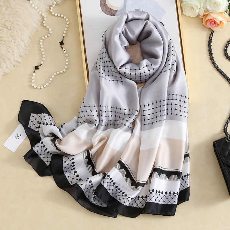 Radiant Cold Turkey Printed Silk Scarf - Drape Pakistan