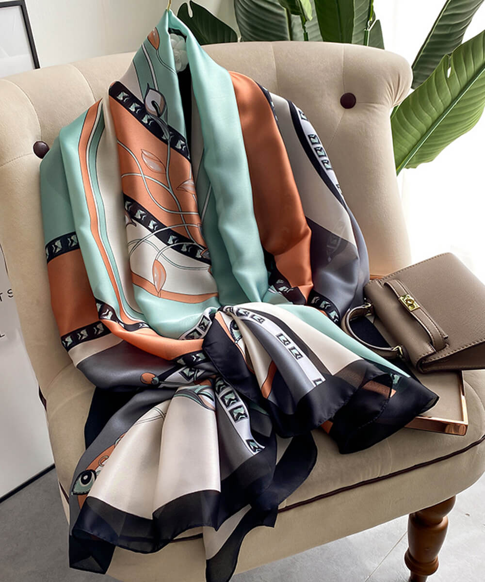 Timeless Como Cactus Printed Silk Scarf - fabric close-up