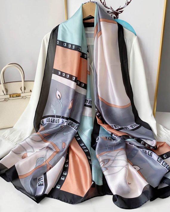 Timeless Como Cactus Printed Silk Scarf - Drape Pakistan