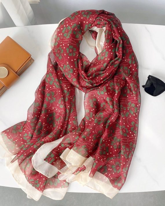 Luxury Cordovan Printed Chiffon Scarf - Drape Pakistan