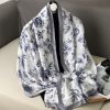 Opulent Coronation White Printed Silk Scarf - Drape Pakistan