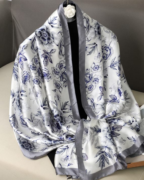 Opulent Coronation White Printed Silk Scarf - Drape Pakistan