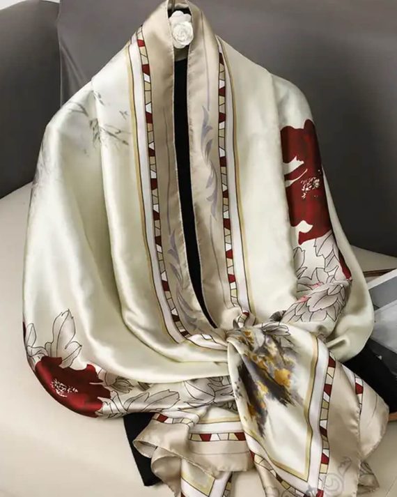 Timeless Cotton Seed Printed Silk Scarf - Drape Pakistan