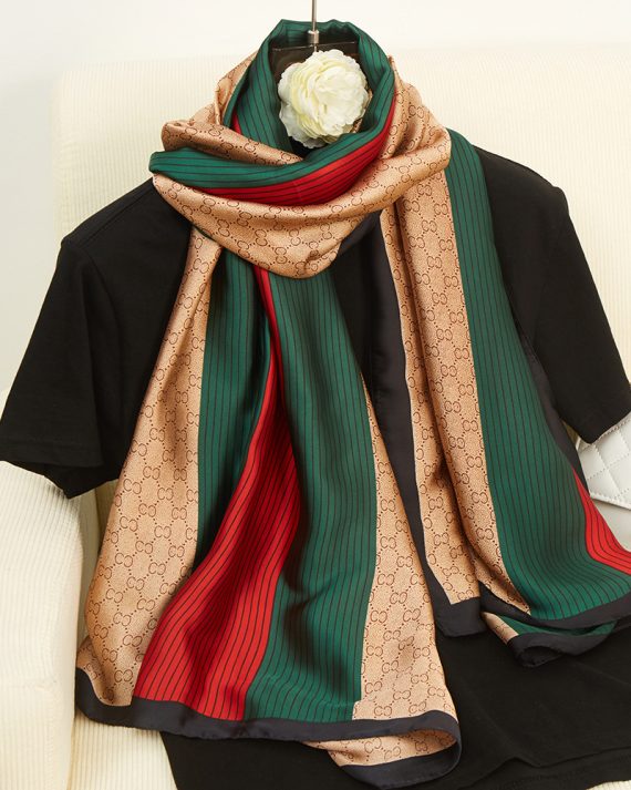 Classic Cruel Sea Green Printed Silk Scarf - Drape Pakistan