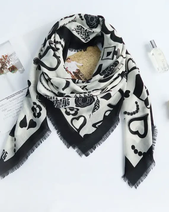 Radiant Cynder White Square Scarf 130x130 - Drape Pakistan