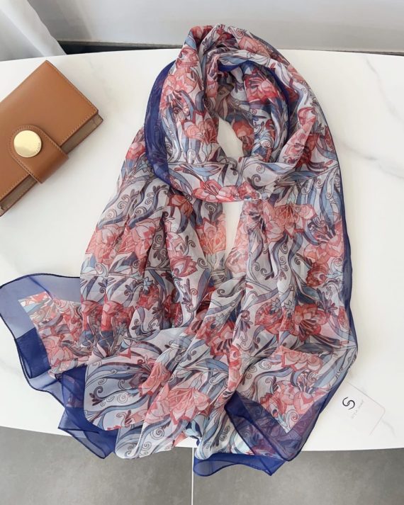 Opulent Dark Rose Printed Chiffon Scarf - Drape Pakistan