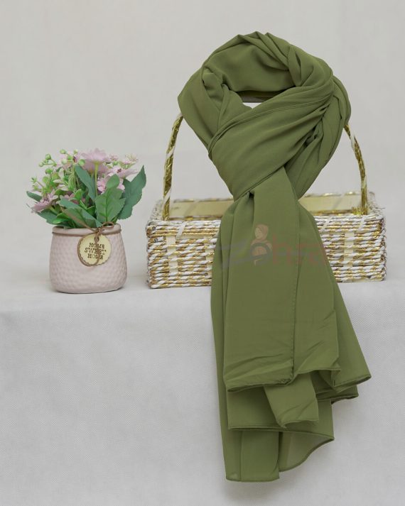 Sophisticated Georgette Chiffon Dingley Green Hijab - Drape Pakistan