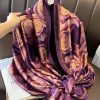 Chic Dusky Purple Printed Silk Scarf - Drape Pakistan