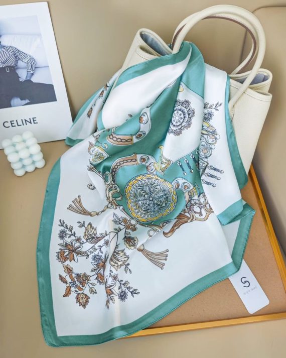 Luxury Dusty Blue Satin Hair Scarf - Drape Pakistan