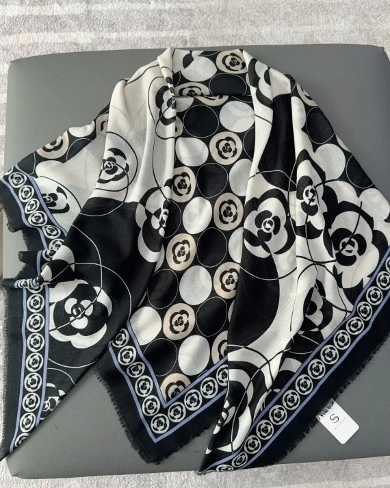 Signature Ebony Black Square Scarf 130x130 - Drape Pakistan