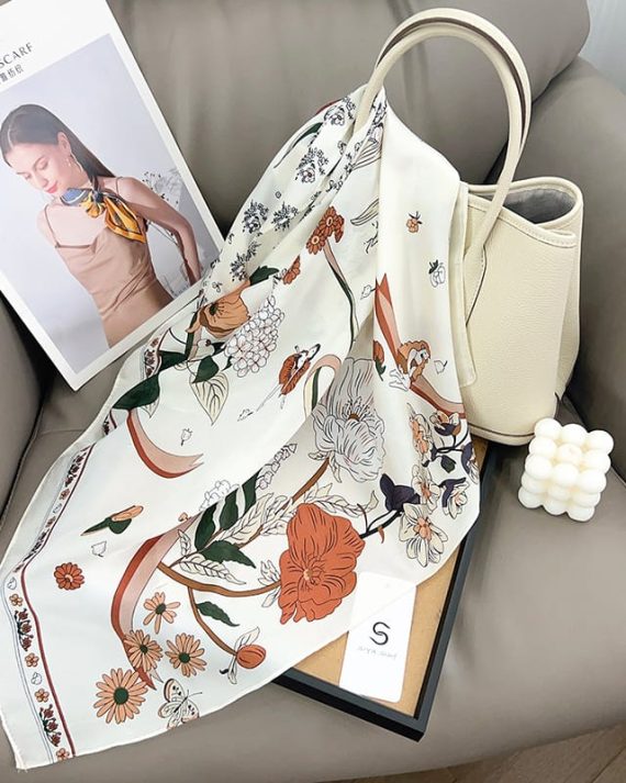 Sophisticated Ecure White Satin Hair Scarf - Drape Pakistan