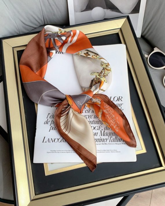 Radiant Faded Orange Satin Hair Scarf - Drape Pakistan