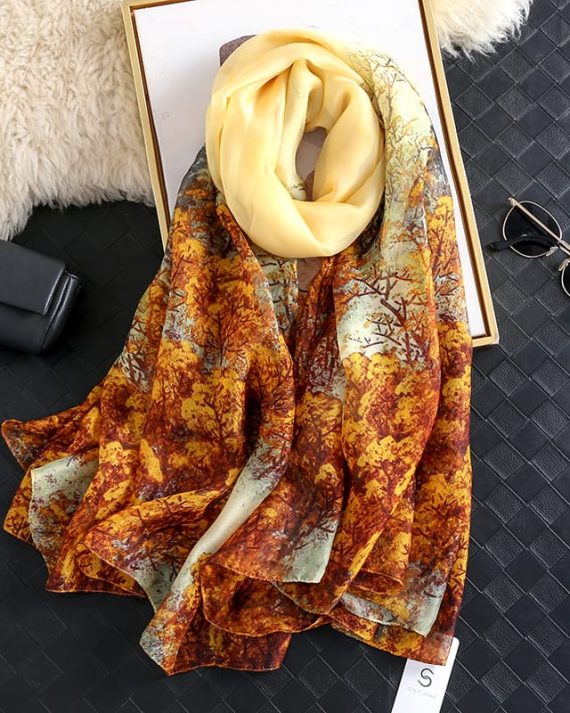Chic Butter Moonglow Printed Chiffon Scarf - Drape Pakistan