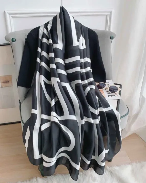 Graceful Fashion Patchwork Printed Silk Scarf - Drape Pakistan