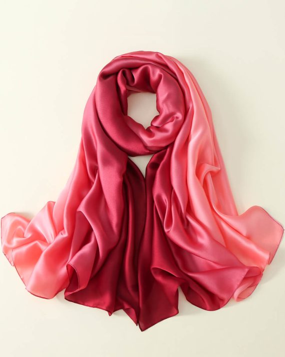 Opulent Flamingo Pink Printed Silk Scarf - Drape Pakistan