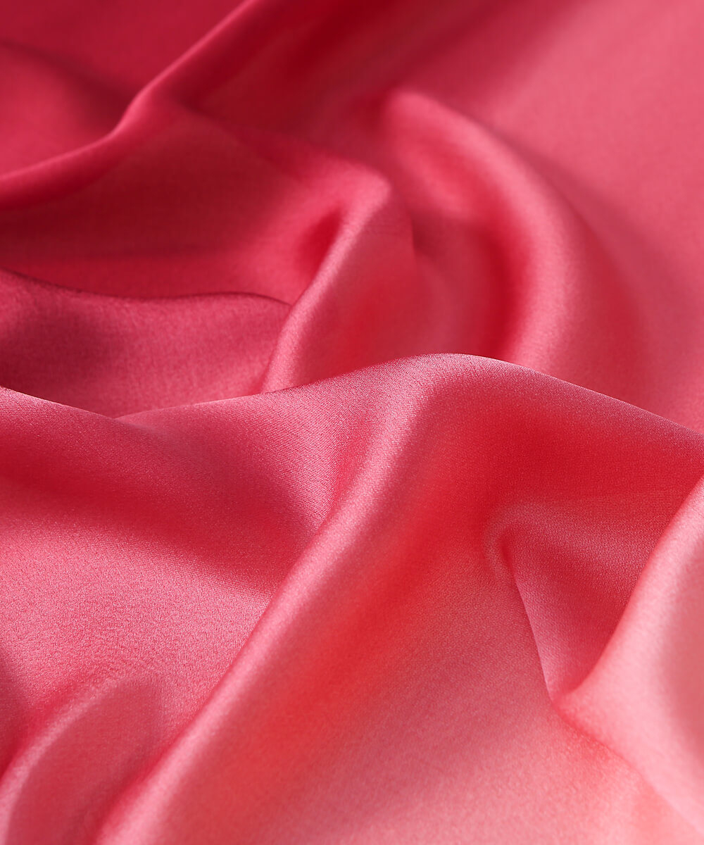 Opulent Flamingo Pink Printed Silk Scarf - folded detail