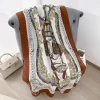 Luxury Flint Rust Printed Cotton Scarf - Drape Pakistan