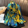 Signature Forest Blues Printed Silk Scarf - Drape Pakistan