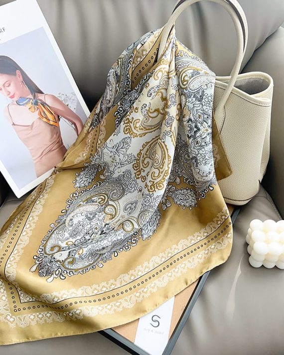 Opulent Frenchie Brown Satin Hair Scarf - Drape Pakistan