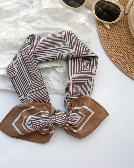 Exclusive Frenchie Brown Pure Cotton Bandana - Drape Pakistan