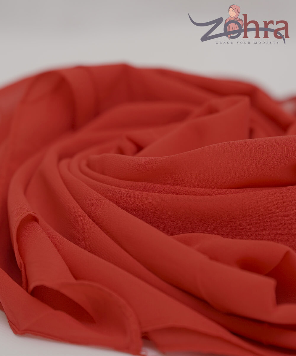 Timeless Georgette Chiffon Cornell Red Hijab - styled on model